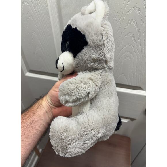 Raccoon Gray Black White Stuffed Animal Plush 12" Sitting Trash Panda - Picture 3 of 6